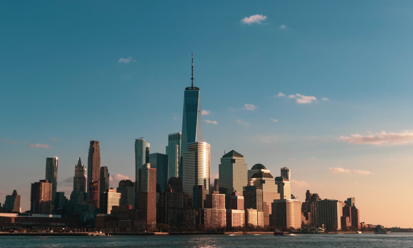 New York skyline during golden hour